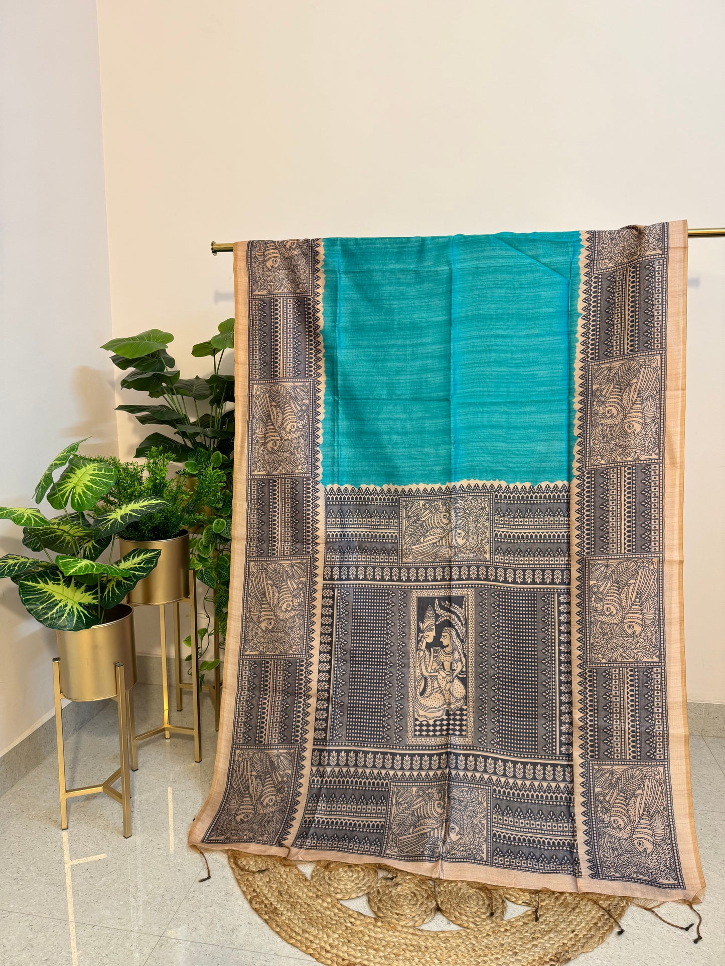 Tussar Silk Saree Madhubani Print