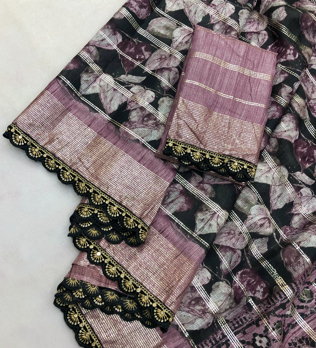 Printed Linen Silk Saree