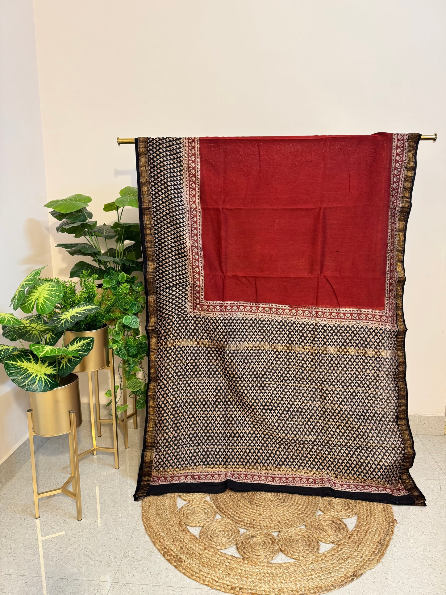 Hand Block Print Chanderi silk saree
