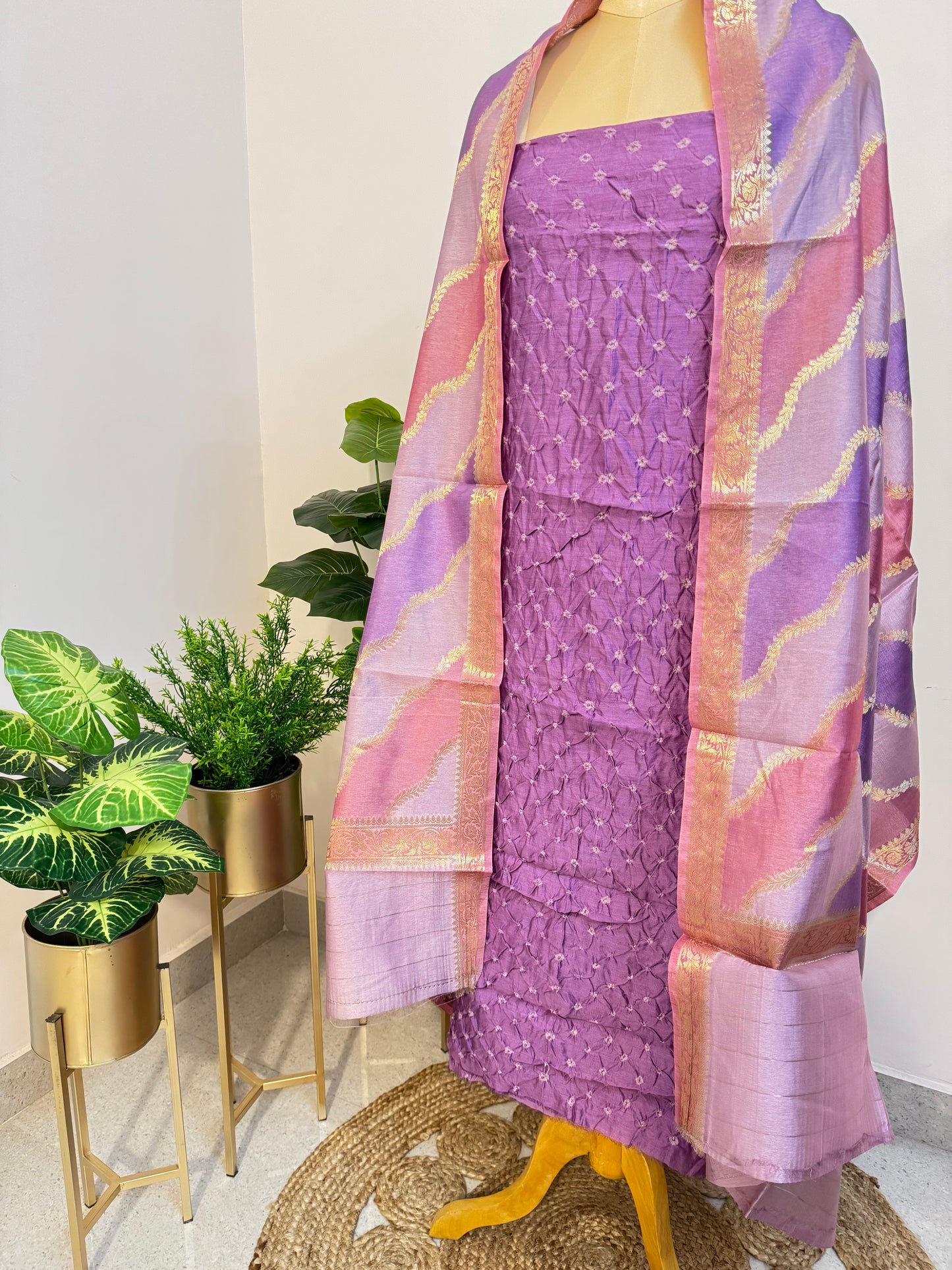 Pure Bandhani Silk suit