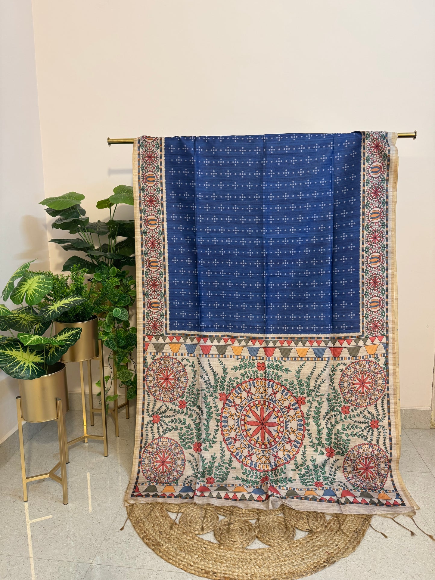 Tussar Silk Saree Madhubani Print