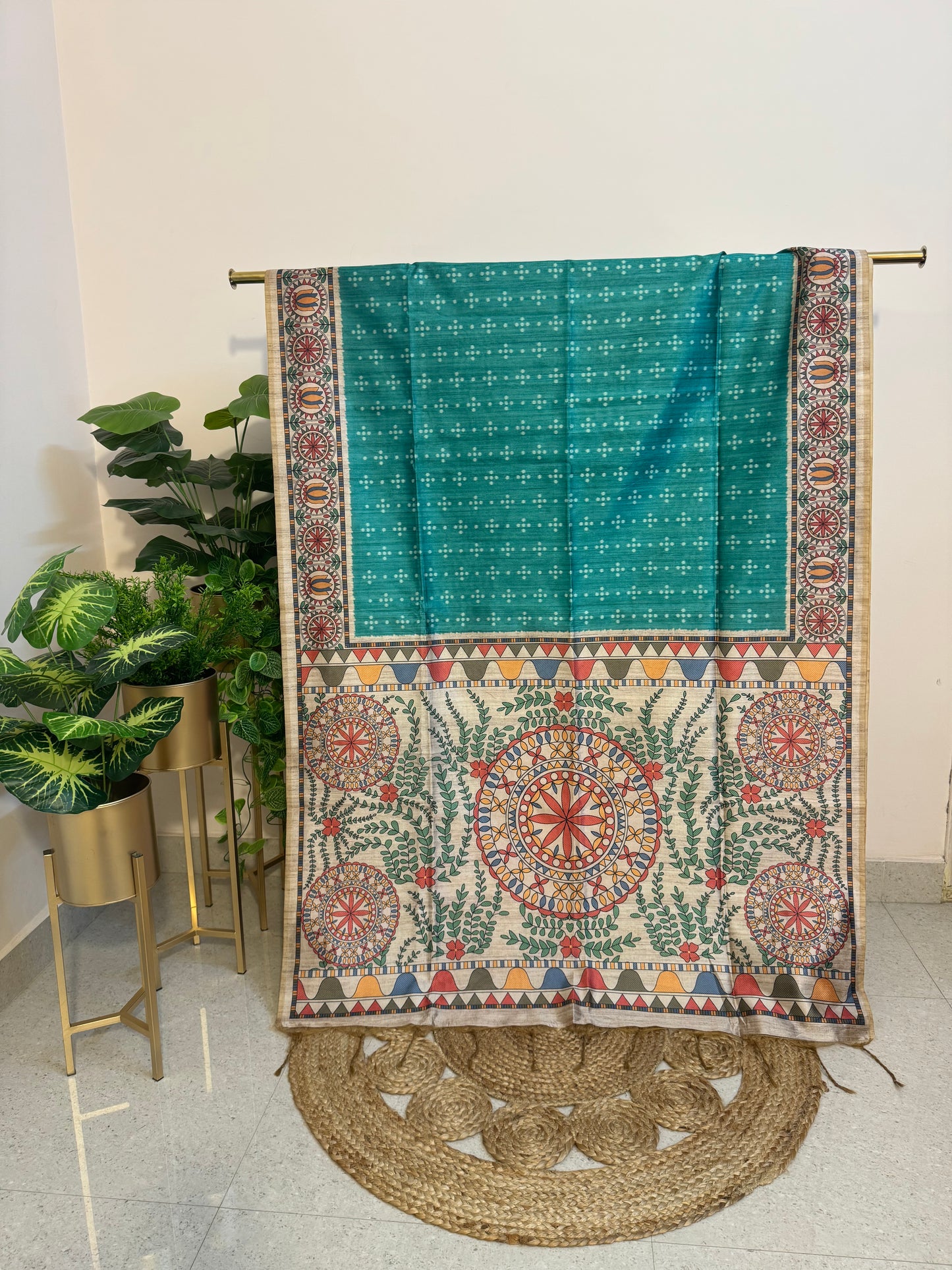 Tussar Silk Saree Madhubani Print