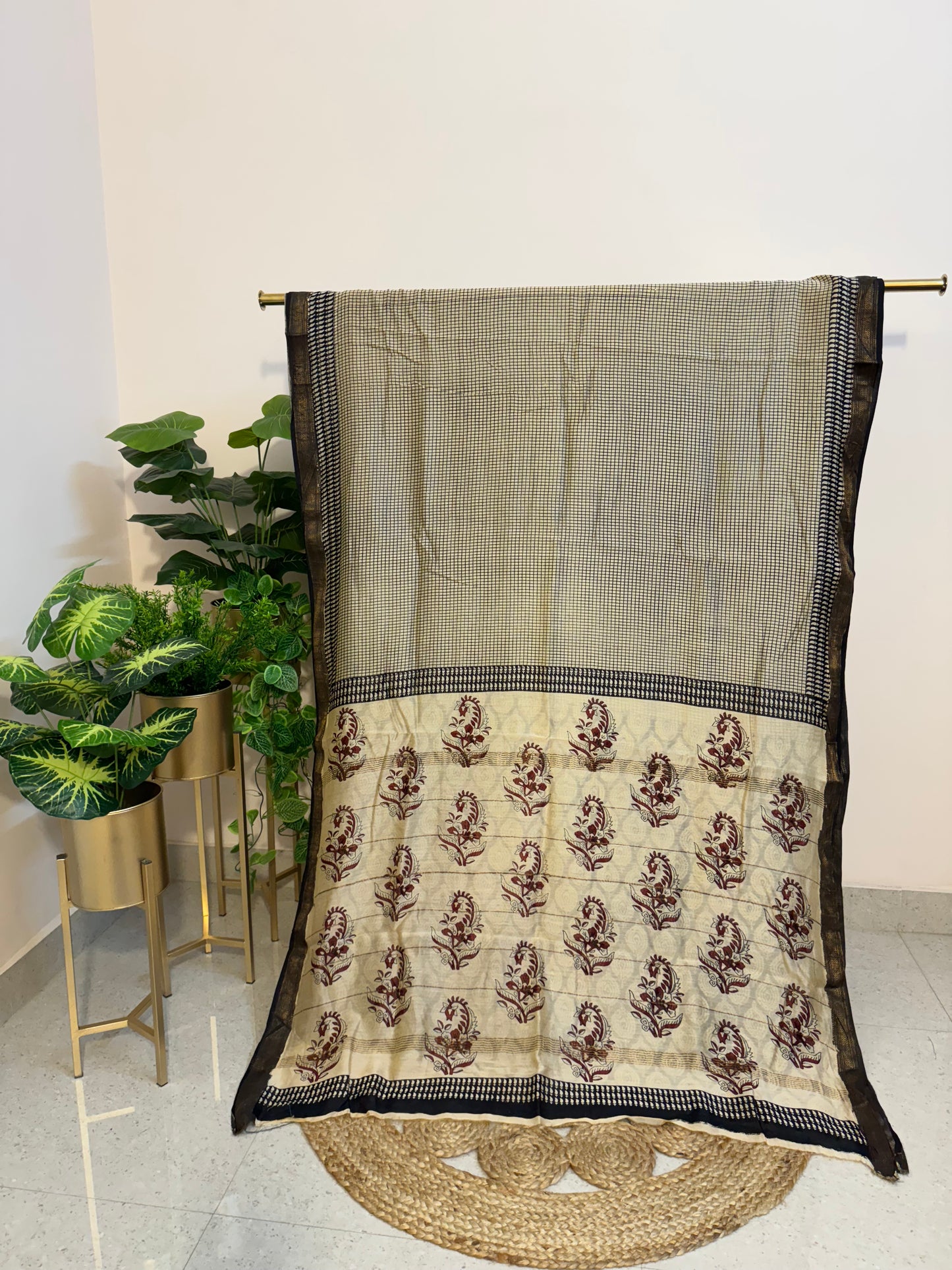 Hand Block Print Chanderi silk saree