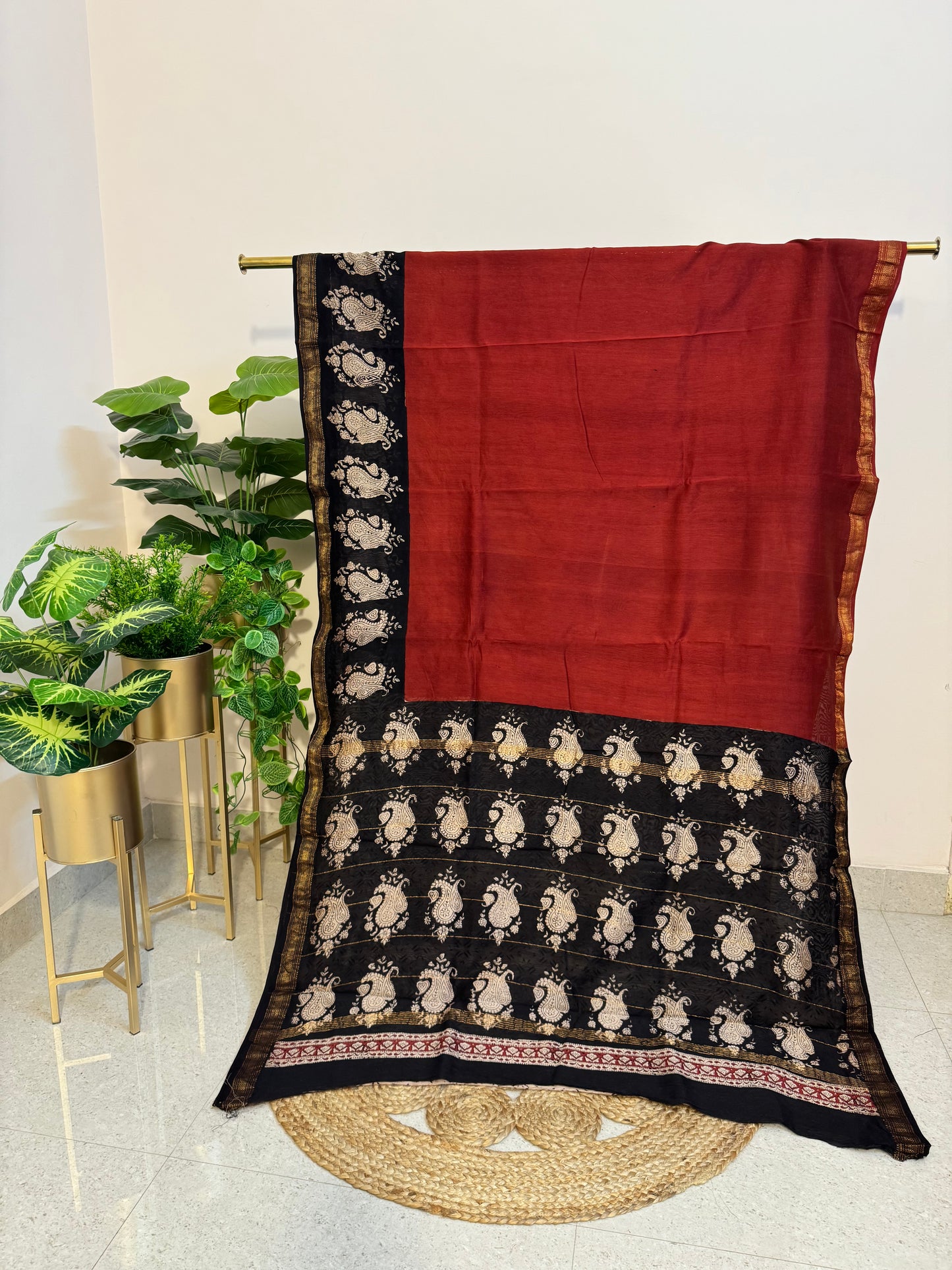 Hand Block Print Chanderi silk saree