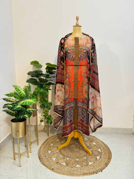 Organza Semi stitched suit