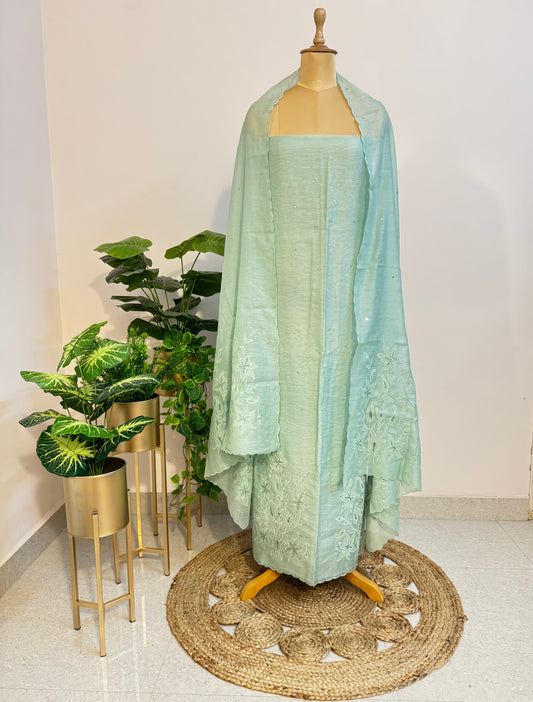 Pure Chanderi Applique cut work suit