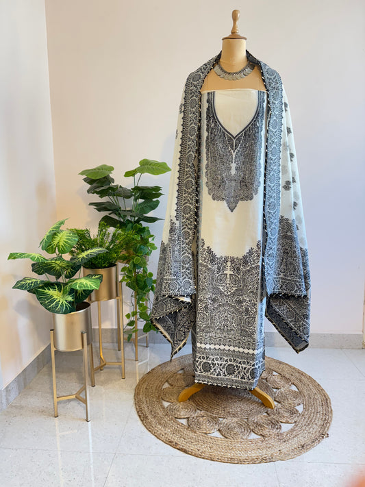 Pure Jamdani cotton unstitched suit