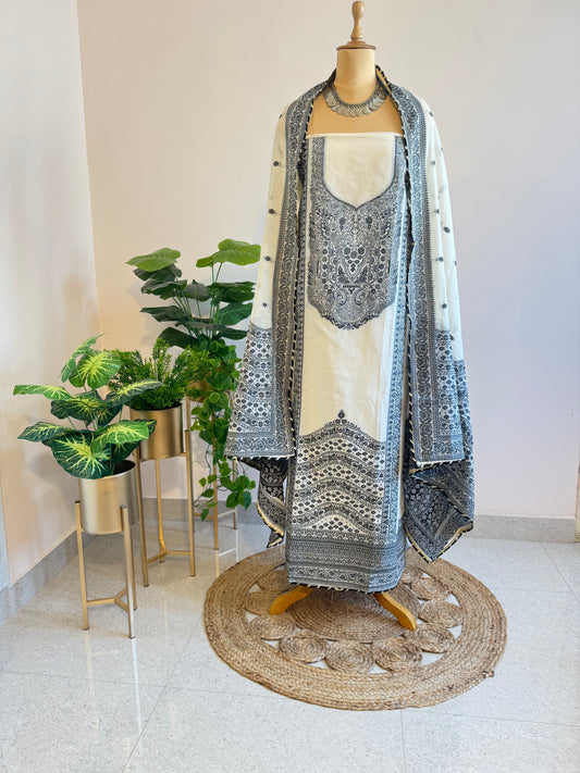 Pure Jamdani cotton unstitched suit