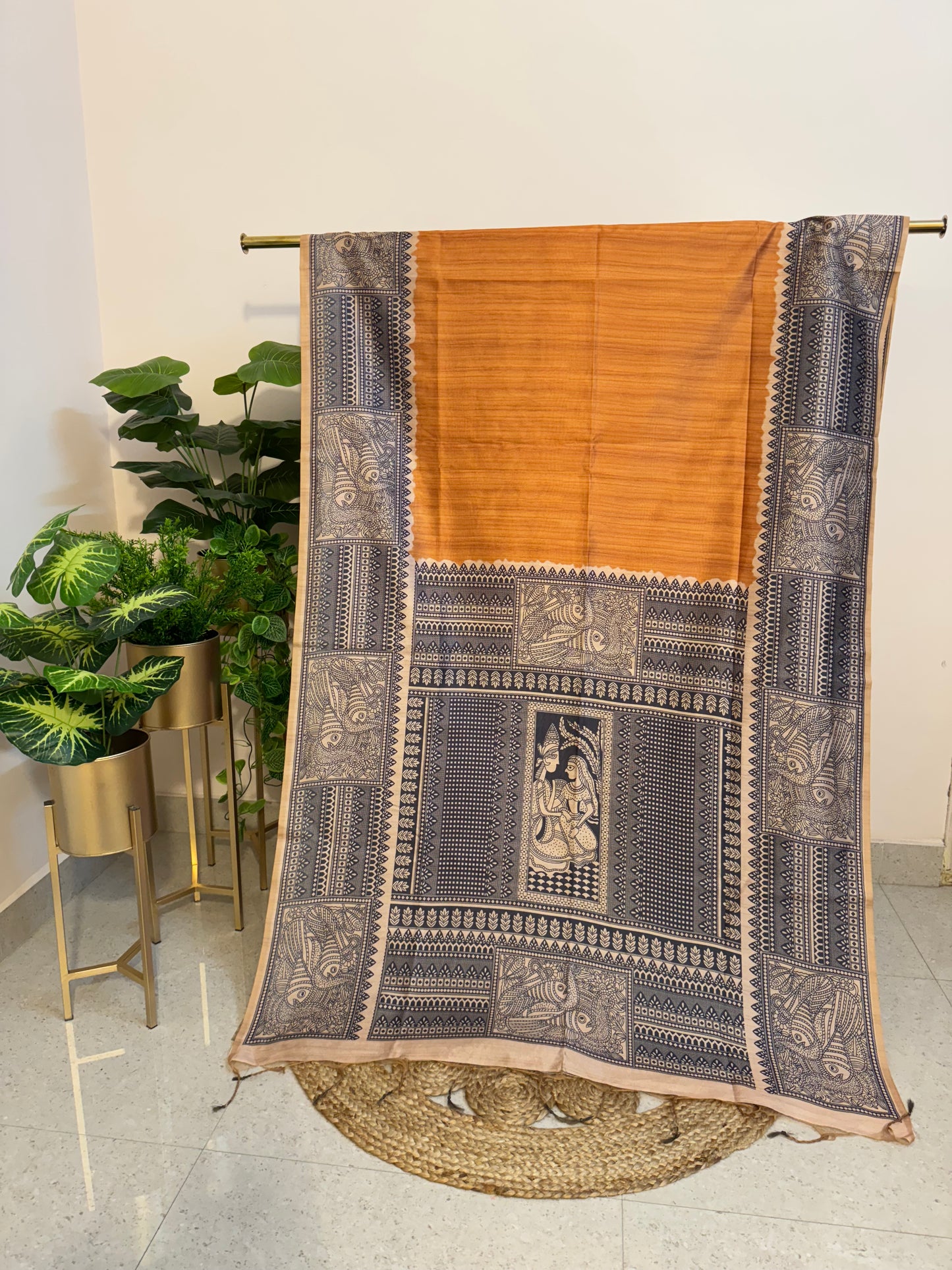 Tussar Silk Saree Madhubani Print