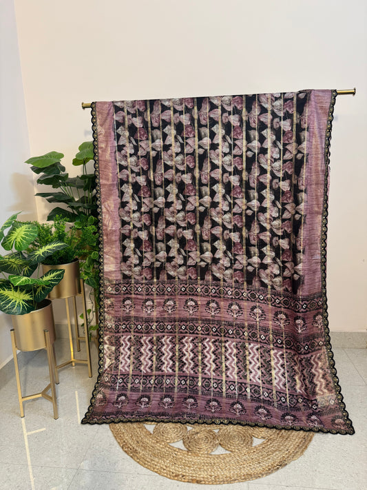 Printed Linen Silk Saree