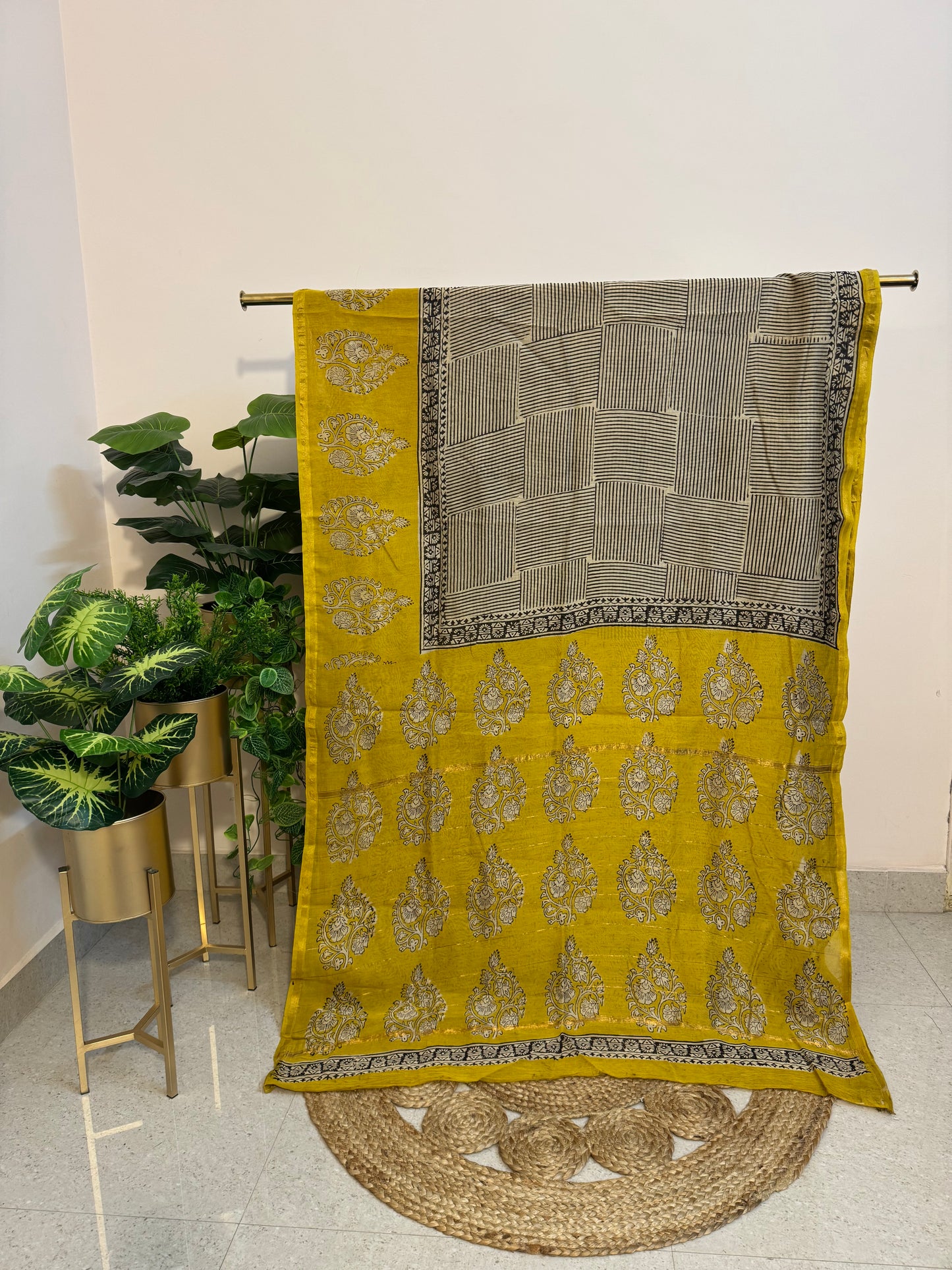 Hand Block Print Chanderi silk saree