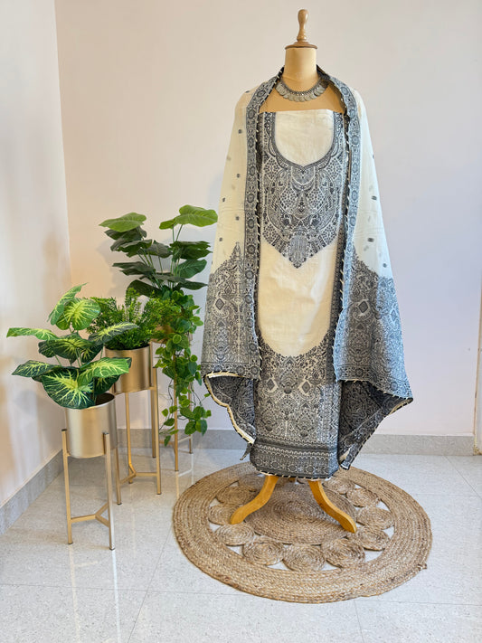 Pure Jamdani cotton unstitched suit