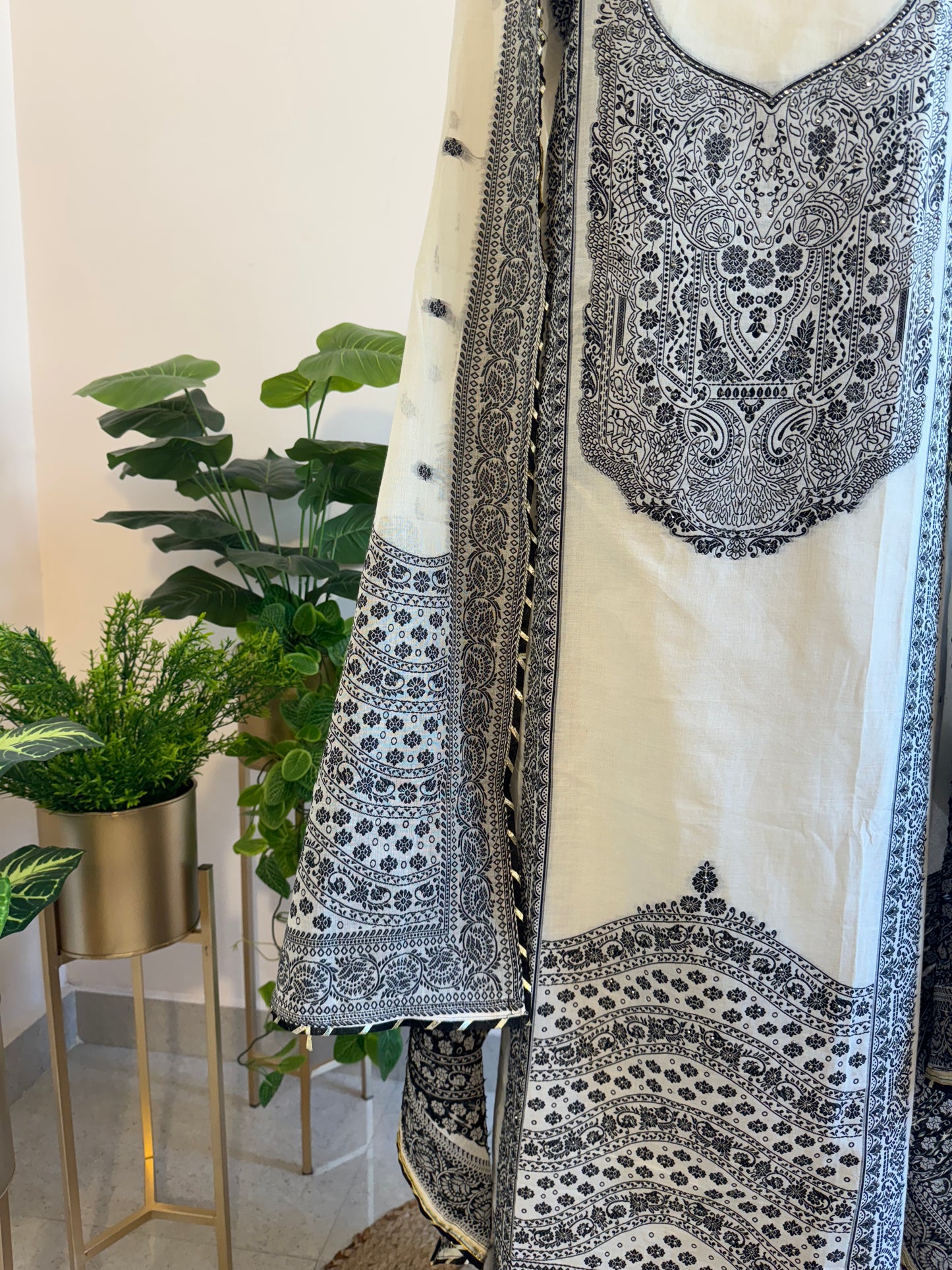 Pure Jamdani cotton unstitched suit